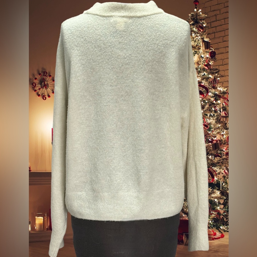 H&M Off-White Candy Cane Sequined Christmas Sweater Size S - Picture 3 of 5